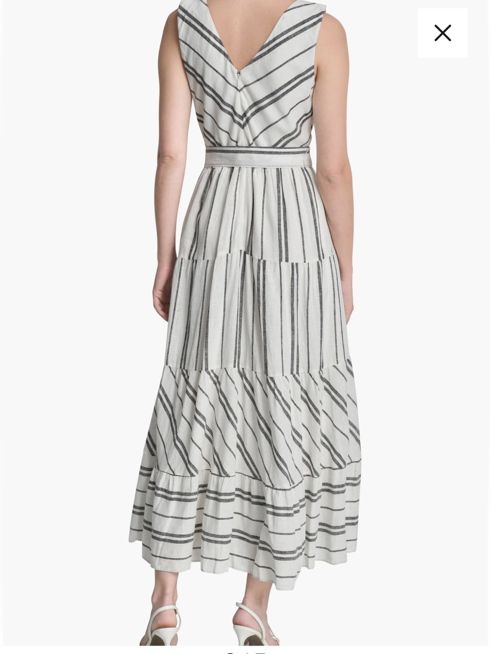 Dkny Sleeveless V-Neck Striped Maxi Dress in White and Black size 4 - Picture 3 of 14